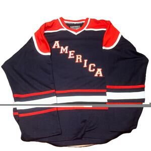 Vintage Vtg Steve & Barrys Jersey Mens XL Blue Long Sleeve America City Wide 76